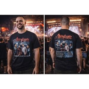 Aventura Cerrando Ciclos Tour 2024 T-Shirt Black Graphic Concert Tee Mens Large